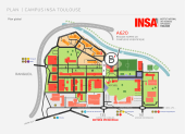 Situation de la bibliothèque sur le plan du campus de l'INSA de Toulouse